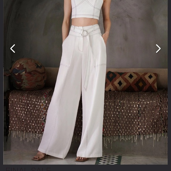 Cassandra Linen Wide-Leg Pant - OFF WHITE / Lg - Picture 7 of 8